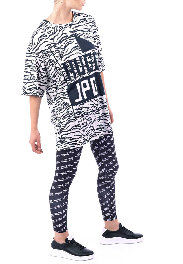 T-shirt oversize unisex - stampa tigre nero/bianco